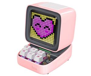 Divoom Wireless Bluetooth Speakers with DIY Pixel Art Screen and Alarms, Ditoo Retro Portable Creative Bluetooth Speaker with Cool RGB Lights Keyboard for PC Desktop Deco, Cute Girls University Gift