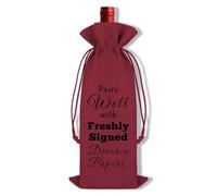 Divorce Gifts for Women Men Freshly Signed Divorce Papers Wine Bag Happily Divorced Break Up Gifts for Him Her Divorce Party Decorations Wine Bottle Bag