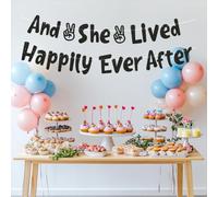 Divorced Party Decorations,And She Lived Happily Ever After Banner -Black Glittery Single Breakup Divorced AF Party Decorations