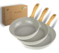 DIVORY Ceramic pan Set 20, 24, 28cm - Pans with Ceramic Coating Induction, PFAS & PTFE Free, Frying Pans, Coated, ovenproof & Dishwasher Safe (Natura, 20, 24, 28 cm)