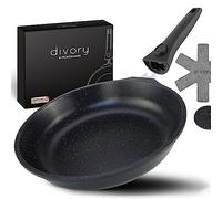 DIVORY Large Frying pan 32 cm I Removable Handle, Induction, Coated, Aluminium - Large Skillet + pan-Protector