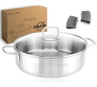 DIVORY Stainless Steel Casserole 28cm PURA Induction - Ovenproof, Lid Included, 4.6L Capacity, High Rim, Dishwasher-Safe