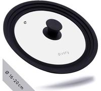 DIVORY universal glass lid Ø 16, 18, 20 cm - for pots, wok, skillets and pans, frying pan, saucepan, cookware - silicone lids (16cm - 20cm)