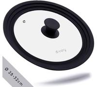DIVORY universal glass lid Ø 28, 30, 32 cm - for pots, wok, skillets and pans, frying pan, saucepan, cookware - silicone lids (28cm - 32cm)