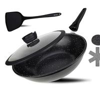 DIVORY Wok pan 30cm with lid - Removable Handle, Suitable for Induction, Non-Stick Coating, Induction incl. Wok Spatula & pan Protector