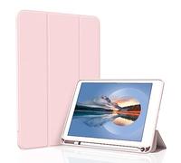 Divufus Case with Pencil Holder for iPad mini 5th Generation 7.9 Inch 2019 | Trifold Stand Design, Auto Sleep/Wake, Lightweight Soft TPU Back Shell, Smart Cover for iPad Mini 5 Gen 7.9", Pink