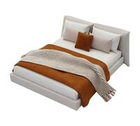divuukyi 1/20 Dollhouses Bedroom Accessory Cream Double Bed With Beddings Realistic Interior Design Craft Project Landscape Props