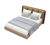 divuukyi 1/20 Dollhouses Bedroom Accessory Cream Double Bed With Beddings Realistic Interior Design Craft Project Landscape Props