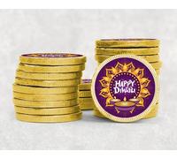 Diwali Chocolate Coins with Stickers - Festive Party Favours, Return Gifts, Family Treats & Methai Goodies - Coin 40