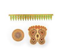 Diwali Decoration Combo Lakshmi Charan Sticker Small Round Colorful Rangoli Sticker Traditional Paper Toran - Festive Home for Festivals Wedding Décor Set and Gifting (Design-1)