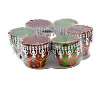 Diwali Diya Clay Diva Decorations Wax Filled Pot Lamps Set of 6 Tea Lights Painted Handmade Deepavali Diyas Hindu Indian Festival for House Pooja Temple Rangoli Gifts (Red & Green)