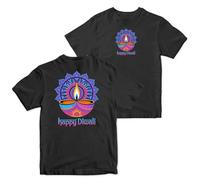 Diwali Diya Light Kids T Shirt - Mandala Pattern Front and Back Print - Festival of Lights Top for Son or Daughter - Boys and Girls Deepavali Tee