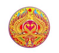 Diwali Rangoli Floor Decoration | Traditional Round Mandala & Kolam Designs with Lakshmi Charan Paduka & Kalash | Colorful Decorative Designs for Home, Pooja, Festivals & Parties (Elegant)
