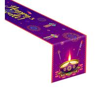 Diwali Table Runner 13 x 72 Inch, Happy Diwali Kitchen Dining Table Decoration Lights Rangoli Lantern Decoration for Indoor Outdoor Home Indian Deepawali Festival of Lights Party Decor Supplies