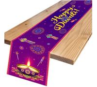 Diwali Table Runner - 13x72'' Happy Diwali Table Runner Kitchen Dining Table Decoration, Indian Deepawali Festival of Lights Party Decor Supplies Diwali Decorations for House Home