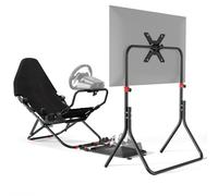 DIWANGUS Racing Simulator Cockpit with TV Stand, Foldable Racing Wheel Stand with TV Mount and Seat, Sim Racing Stand Compatible with Logitech G29/920/923/27/25, Thrustmaster T248/X/T300RS/T150/458/TX