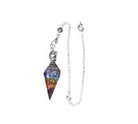 diwedaso Natural Stone Crystal Pendulum Pendant for Divination Dowsing Authentic and Powerful for Reiki, Colorful, 6.43x1.76cm