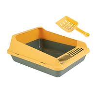 diwedaso Open Air Pet Litter Tray Open Top High Sides Prevents Mess Ensures Easy Access Construction Cat Smooth Air Cats Litter Pan Kitten Indoor Cats Potty