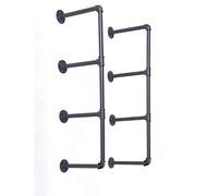 Diwhy DIY Industrial Black Pipe Bookshelf Wall Ceiling Mounted Open Bookshelf Parts bracket Kit DIY Project (2 pcs 4 tier pipe shelf) plank not included