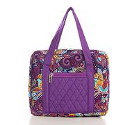 DIWI 11.25 X 8.25 X 2.75 Inches Super Giant Bible Cover Extra Large Bible Tote Bible Purse Quilted Cotton Zipper Closer Fit for NKJV Super Giant Print Reference Bible (XL, 207E Purple Garden)