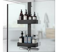 Diwoker Shower Caddy Hanging - 2-Tier Over Door Shower Shelf, Bathroom Storage No Drilling Hanging Shower Organiser Black