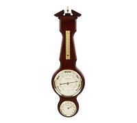 DIWW Banjo Wooden Wall Barometer Thermometer Hygrometer Weather Station Mahogany