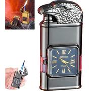 DIXBDISBE Windproof Lighter Vintage Watch Bezel Jet Flame Torch, 2024 New Torch Lighter Cool Lighters，Dual Flame Design, Refillable Butane, Suitable for Outdoor, Camping, Men's Gifts (Color : A-3)