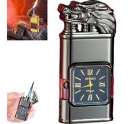 DIXBDISBE Windproof Lighter Vintage Watch Bezel Jet Flame Torch, 2024 New Torch Lighter Cool Lighters，Dual Flame Design, Refillable Butane, Suitable for Outdoor, Camping, Men's Gifts (Color : A-1)