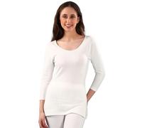 Dixcy Scott Slimz Women’s 3/4th Sleeves Thermal Top |Body Warmer Heat Trap Technology|Enhanced Flexibility|Layering Compatibility| Sweat Absorption |Deep Neck Ideal for Layering, Off White, S