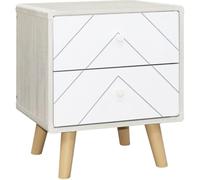 Dixie 2 Drawer Storage Bedside in Dusty Grey and White with Wooden Legs