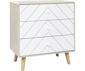 Dixie 3 Drawer Chest of Storage Drawers in Dusty Grey and White With Wooden Legs
