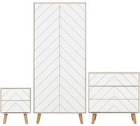 Seconique Dixie Bedroom Set Wardrobe Chest Of Drawers Bedside In Dusty Grey And White
