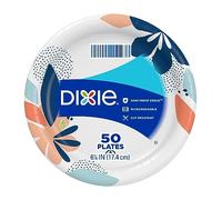 Dixie Everyday Paper Plates, 6 7/8", Dessert or Snack Size Printed Disposable Plates, 50 Count (Pack of 1