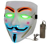 Diximus Halloween Masks LED - V for Vendetta Anonymous Guy Light Up Hacker Mask White (LED V-Mask)