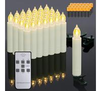 Dixmas Christmas Tree Candle Lights with Remote and Batteries, 30pcs Flameless Flickering LED Taper Candles with Removable Clips, Candles for Christmas Tree Home Party Decor