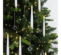 Dixmas Christmas Tree Candles with Crystal Ball Hooks, 12Pcs Flameless LED Taper Candles with Remote and Battery, Wireless Flickering LED Candles Set for Xmas Trees Decor