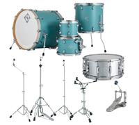 Dixon Cornerstone Hybrid 22 Drum Kit w/Hardware & Steel Snare Satin Quetzal Blue