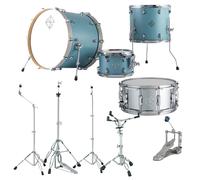 Dixon Cornerstone Hybrid 22 Drum Kit w/Hardware & Steel Snare Satin Quetzal Blue