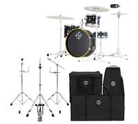 Dixon Drums Little Roomer Gig Pack w/Hardware & Bags Gloss Black w/Yellow Hoops