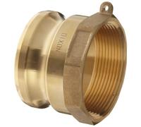 Dixon G150-A-BR ASTMC 38000 Forged Brass Global Type A Cam and Groove Hose Fitting, 1-1/2" Plug x 1-1/2" NPT Female