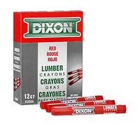 Dixon Industrial Lumber Marking Crayons, 4.5" x 1/2" Hex, Red, 12-Pack (52000)