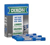 Dixon Industrial Lumber Marking Crayons, 4.5" x 1/2" Hex, Soft-Blue, 12-Pack (52112)