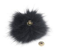DIY 12pcs Faux Fox Fur Fluffy Pompom Ball for Knitting Hats,Bags,Keychains,Shoes,11cm(4.3") (Black)