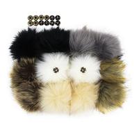 DIY 12pcs Faux Fox Fur Fluffy Pompom Ball Fur Pom Poms Ball with Snaps Fastener for Knitting Crafts,Bags,Keychains,Shoes,11cm(4.3") (Popular Mix Colors)