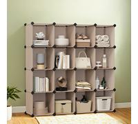 DIY 16-Cube Plastic Storage Unit, Camel Brown