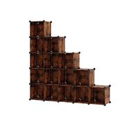 DIY 16-Cube Plastic Storage Unit, Rustic Brown