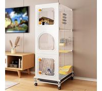 DIY 2/3/4 Layer Small Animal Cage,Encrypted Iron Mesh Chinchilla Cabinet,Squirrel Cage,with Tray and Ladder(37x37x117cm)