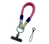 DIY 2-In-1 Mobile Phone Universal Lanyard, Wrist Short Lanyard, 360° Rotating Metal Hanging Piece, Multi-Functional Wristband(Rose Red)