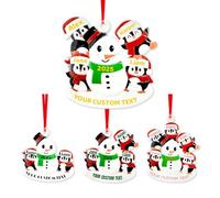 DIY 2025 Personalized Christmas Ornaments Family of 2/3/4/5 Custom Names Text Penguin Christmas Decorations Customized Premium Resin Keepsakes Ornaments for Xmas Tree Gifts for Friends and Relatives