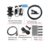 (DIY 20m brass) New Quiet Garden Water Mist Spray Electric Electric Diaphragm Pump Kit Greenhouse Irrigation Outdoor Misting Cooling System